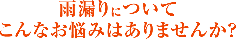 雨漏りについてこんな悩みありませんか？